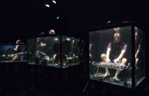 Des musiciens en aquarium font du bruit dans le monde du silence Des musiciens en aquarium font du bruit dans le monde du silence