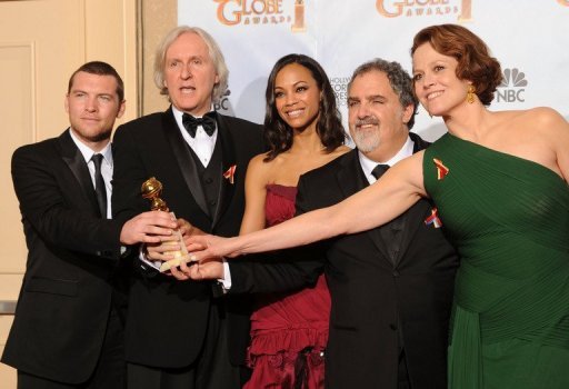 Sam Worthington, James Cameron, Zoe Saldana, Jon Landau et Sigourney Weaver