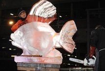 A Nantes pour Noël on sculpte des poissons de glace A Nantes pour Noël on sculpte des poissons de glace
