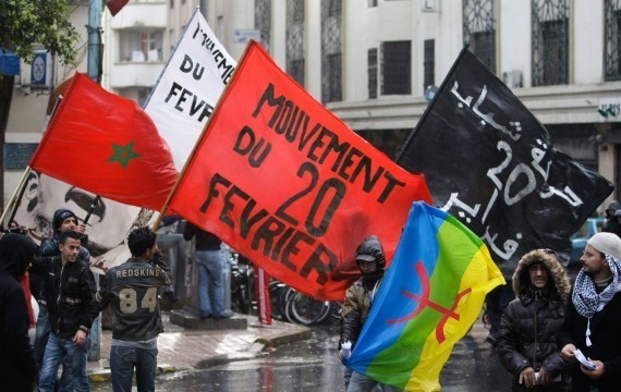 Manifestation du Mouvement du 20 février pour le boycott des élections, Casablanca, Maroc, 20 novembre 2011 (Abdeljalil Bounhar/SIPA)
