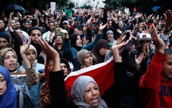 Le Mouvement de contestation du 20 février appelle au boycott, Casablanca, Maroc, 20 novembre 2011 (Abdeljalil Bounhar/SIPA)
