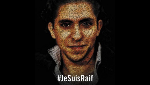 Affiche de soutien d'Amnesty international à Raif Badawi.