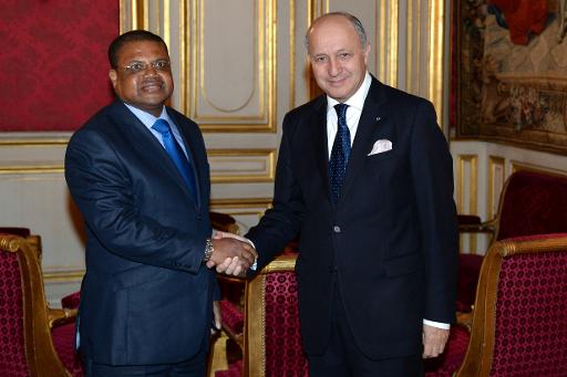 Le Premier ministre centrafricain Nicolas Tiangaye et Laurent Fabius