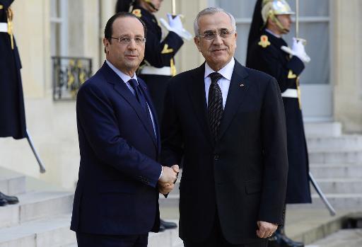 François Hollande et le président libanais Michel Sleimane